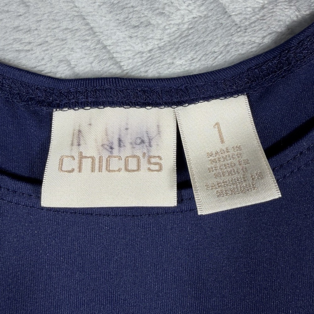 Chico's Women's Tank Top Size Medium (1) Midnight Blue Dressy Blouse - Picture 2 of 5